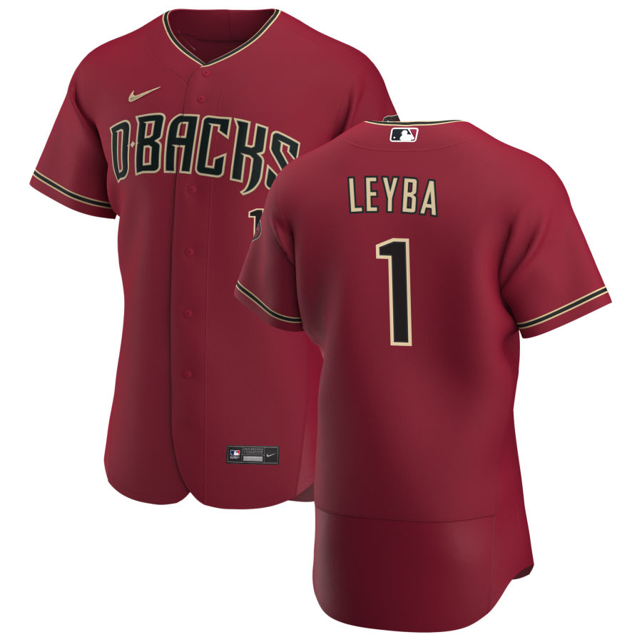 Arizona Diamondbacks 1 Domingo Leyba Men Nike Crimson Authentic Alternate Team MLB Jersey